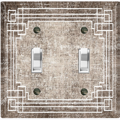 Geometric Abstract Frame Gray Nature Themed 2 - Gang Toggle Light Switch Standard Wall Plate