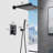 Matte Black 12" Rain Shower Head Mounted On Wall - Natural Rainfall Feeling, Unclogged Nozzle, And Brass Mount Sensation, Self-Cleaning Strong Finish-126673573