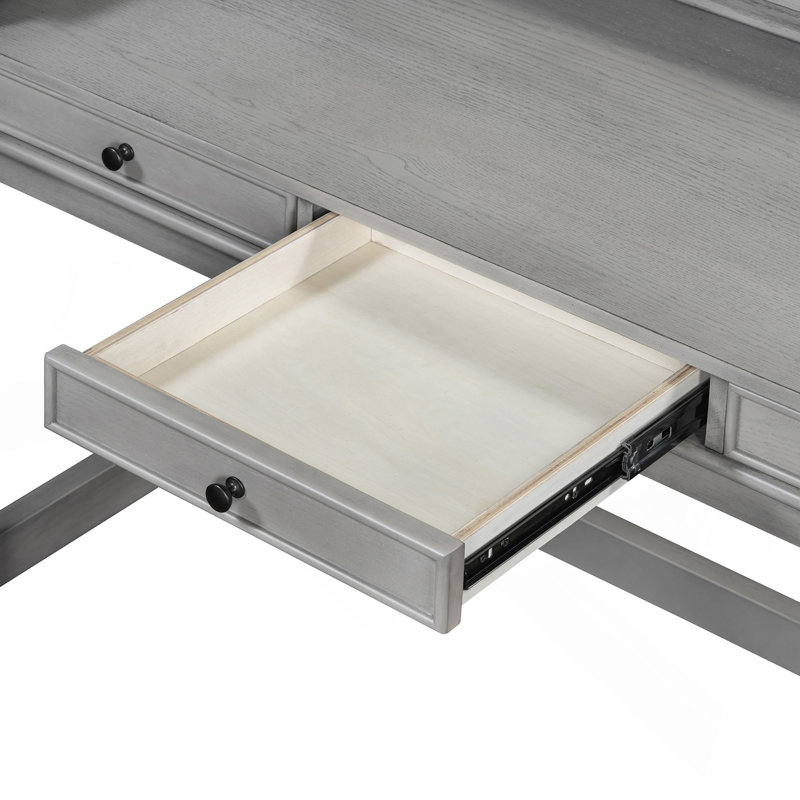 Ensemble de table de salle à manger 4 pièces pour 3 personnes, ensemble de table de cuisine et chaises avec 3 tiroirs de rangement, idéal pour les petits espaces (gris clair)