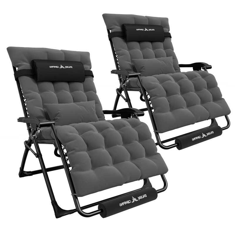 Dark Gray Oversized Zero Gravity Reclining Lounger with Cushions
