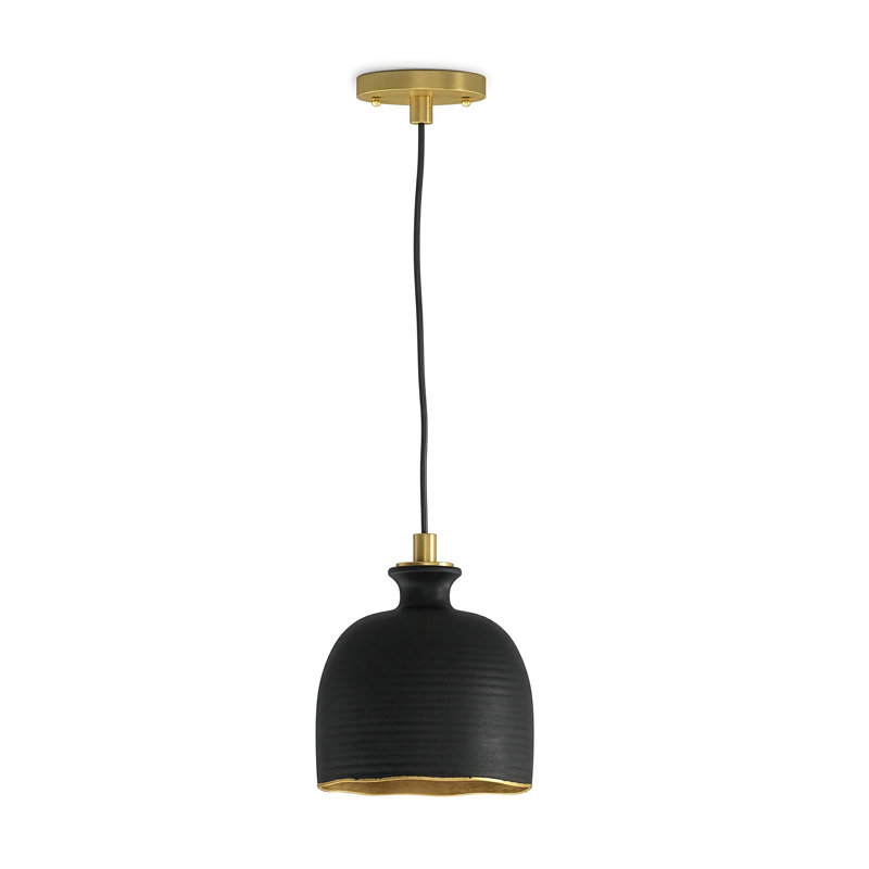 Bianca Ceramic Pendant (Matte Black and Gold)