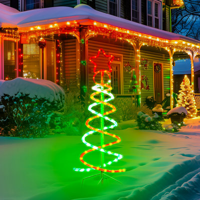 Green and Red Christmas LED Spiral Tree Lamp