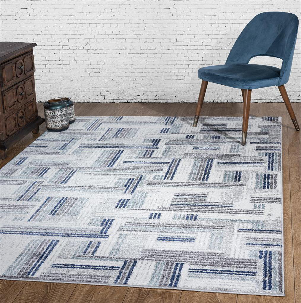 Wrought Studio™ Bellicent Patchwork Blue/Gray Area Rug | Wayfair
