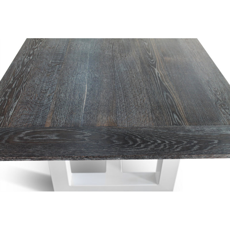 Oak Solid Wood Top Metal Base Dining Table