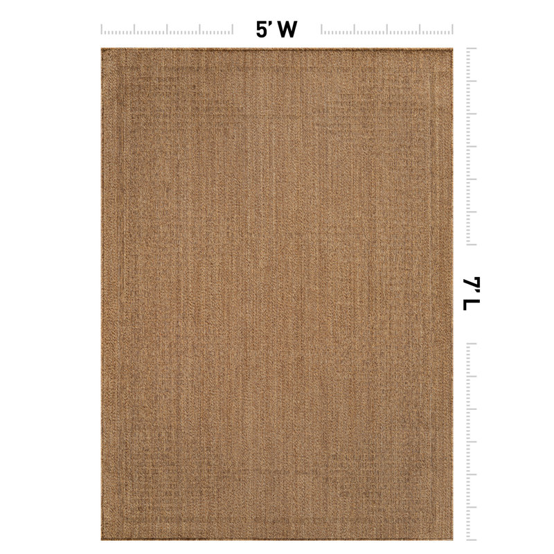 Geometric Natural/Jute Easy-Care Indoor/Outdoor Flat Woven Area Rug, Rectangle 5' x 7', Natural