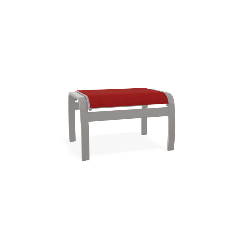 Belle Isle Outdoor Ottoman, Red 1D Sunbrella®, Textured Warm Gray