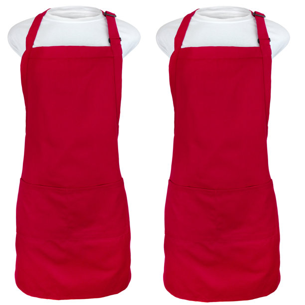 Solid Color Cotton Bib Apron, Red