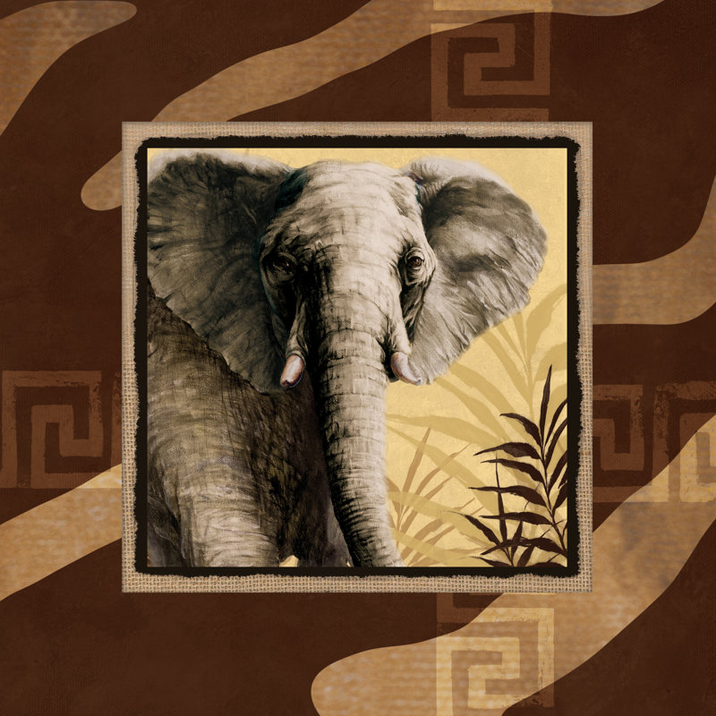 Elephant Head - Wrapped Canvas Painting, 30cm H x 30cm W x 3.8cm D