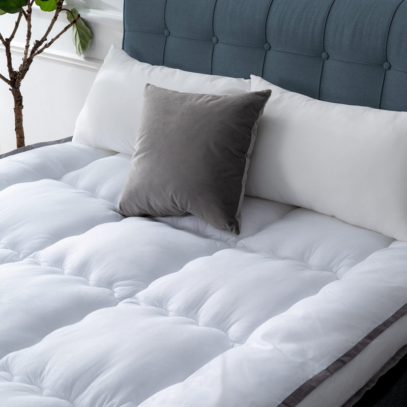 Jibberding 4" Plush Down Alternative Mattress Topper, Pillow Top Mattress Pad with Elastic Straps, OEKO-TEX® Certified, Queen