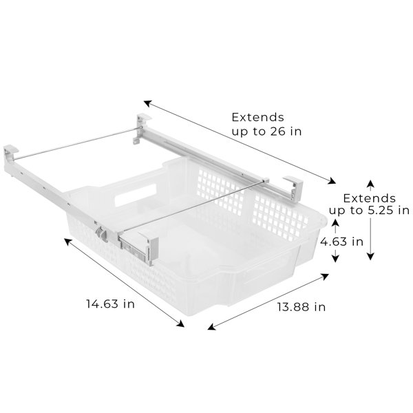 Smart Design Pull Out Cabinet Shelf Organizer - Extra Large Tall - Smooth  Roll-Out Extendable Sliding Drawer - Steel Metal - Holds 100 lbs. - Kitchen  - 20 Inch x 18-35 - Chrome 