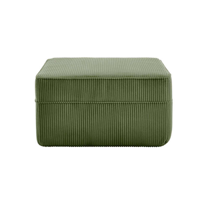 Pouf carré en velours côtelé - Siège d'appoint et pouf côtelé moelleux de 76 cm pour salon, chambre et entrée, Vert