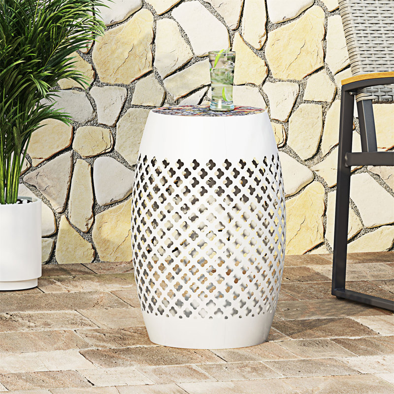 Table d'appoint ronde 12,32 po Davant, Blanc