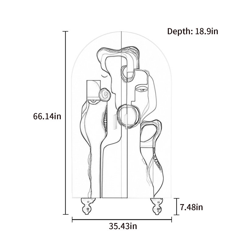 Armoire arquée avec tablettes et portes