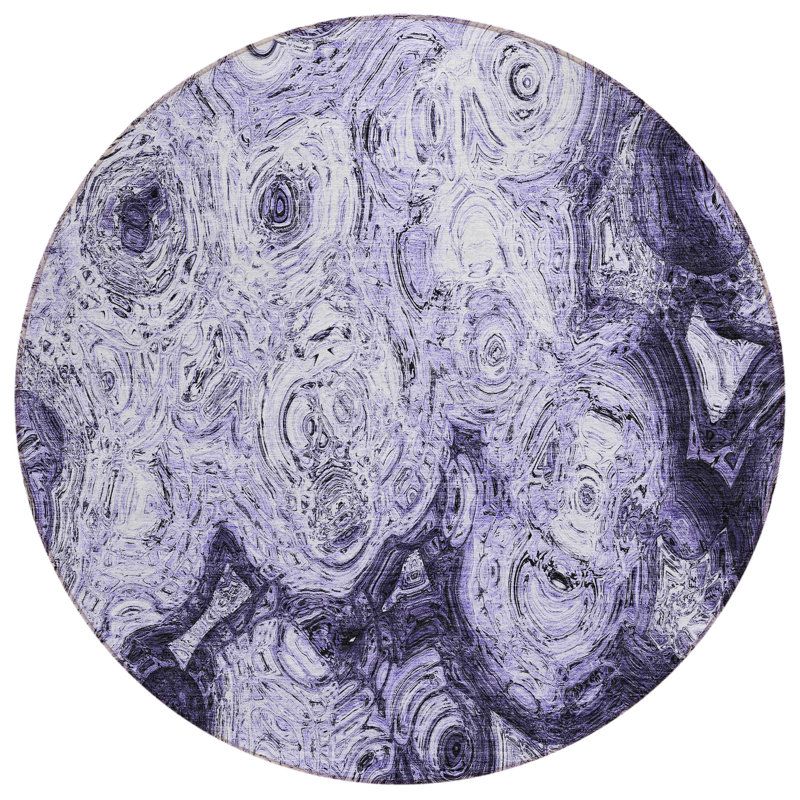 Loreen Washable Abstract Indoor / Outdoor Rug, Round 8'