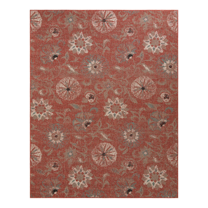 Indoor/Outdoor Botanical Area Rug, Rectangle 7'10" x 10'