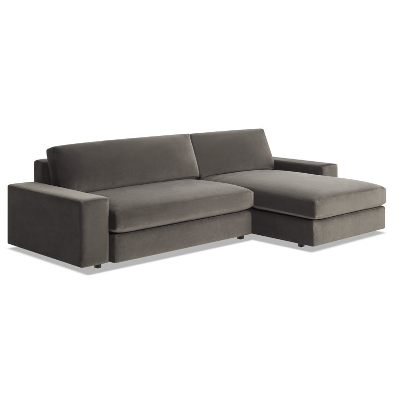 Esker Chaise Sectional, Left Hand Facing, Storm Velvet