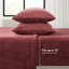 Drap de très grande taille 4 pièces bourgogne, 100% velours lisse, comprend drap plat, 2 taies d'oreiller ajustées et élastiques pour matelas de 16 po, en bourgogne, doux et brossé