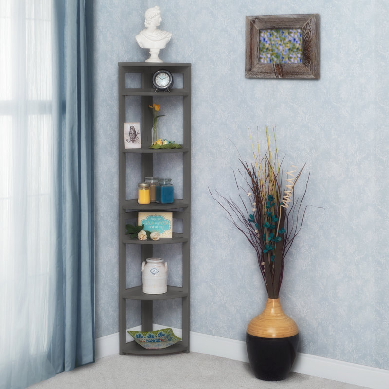 Bibliothèque en bois Regency, Gris, H 67 po x l 12 po x P 12 po