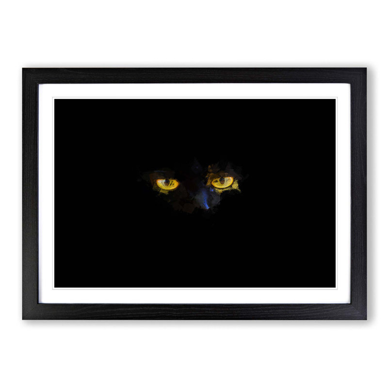 Eyes of a Cat in Abstract - Picture Frame Graphic Art Print, 62cm H x 87cm W x 2cm D, Black Framed