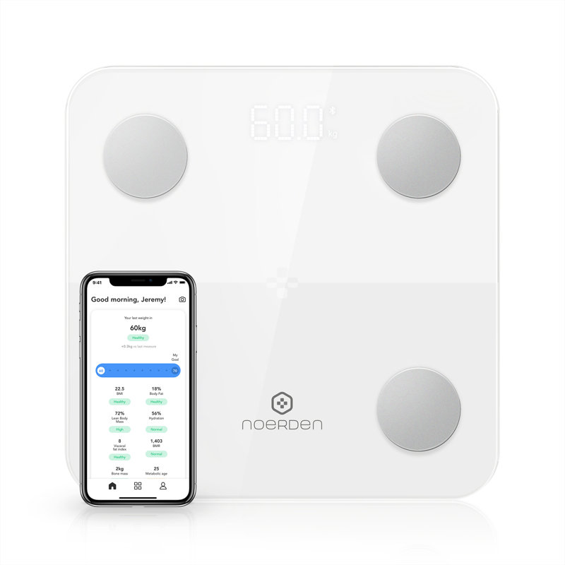 Noerden Smart Digital Glass Body Analysis Scale, White
