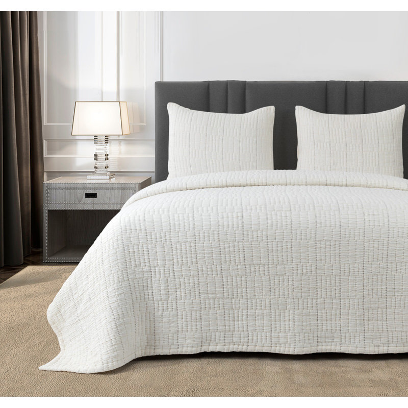 Pickstitch Coverlet Set , Queen Bedspread + 2 Standard Shams