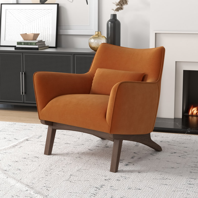 Louisville Velvet Accent Chair, Burnt Orange Velvet