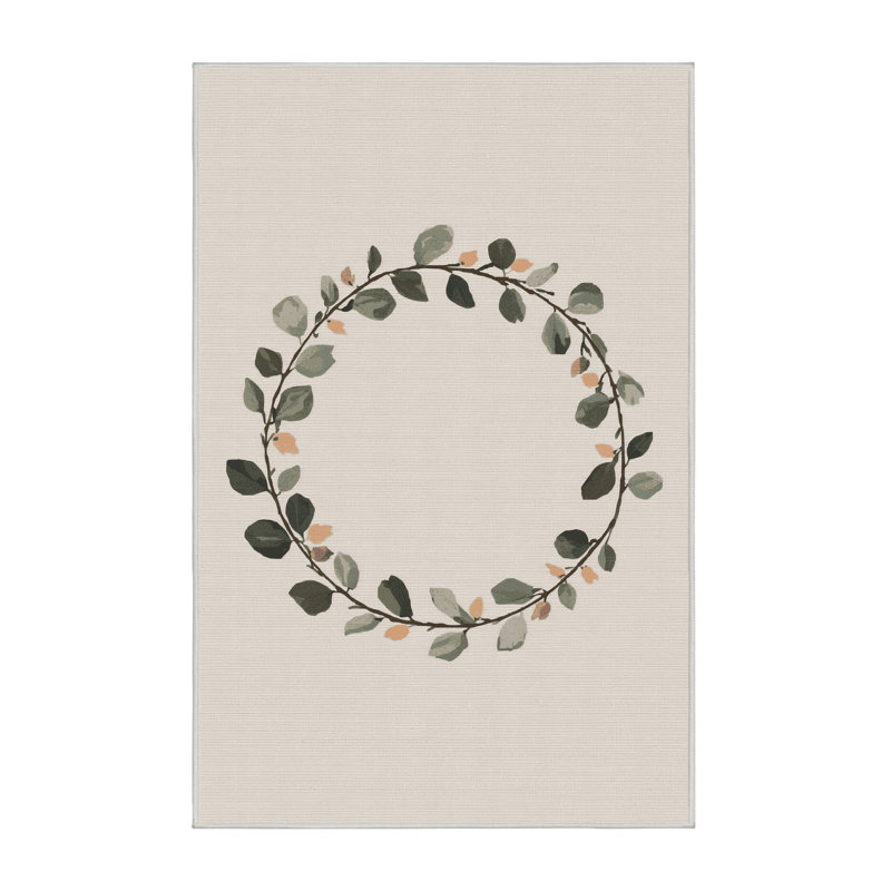 Tapis abstrait moderne et contemporain lavable à la machine de couleur grise et blanche Ahart Thanksgiving, 2 pi x 3 pi
