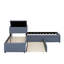 Twin L-Shaped Upholstered Platform Bed With Trundle And 2 Drawers Linked With Built-In Desk