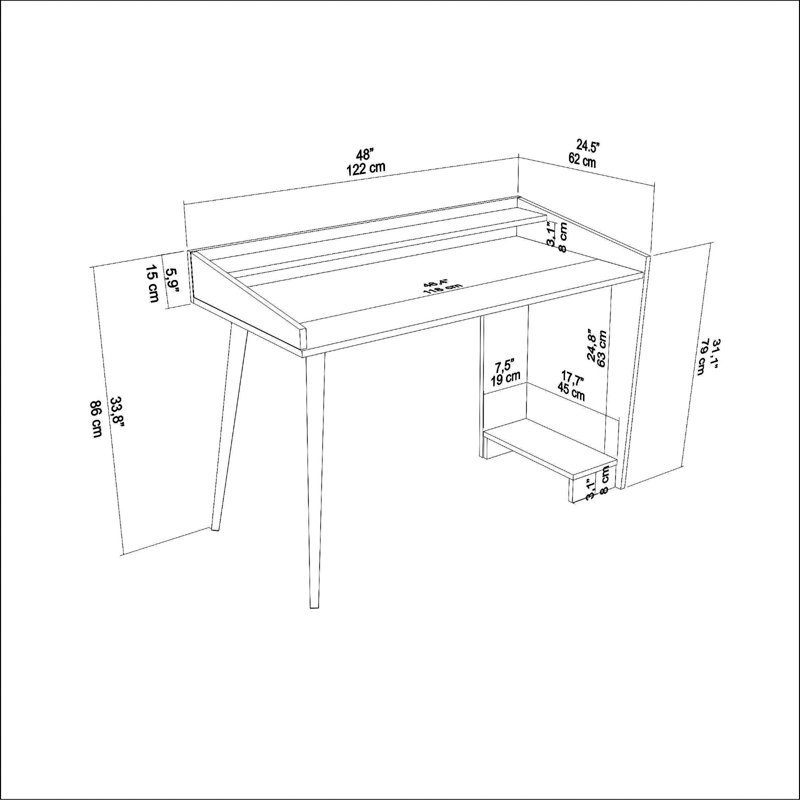 Kailee 120cm W Rectangle Writing Desk, Brown/Black
