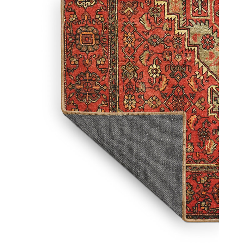 Tapis traditionnel orange / brun / gris, Rectangle 2 pi x 4 pi