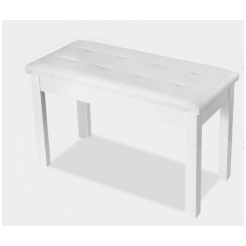 Banc de piano avec coussin rembourré et compartiment de rangement pour livres de musique, banc de clavier en bois massif, banc de piano blanc
