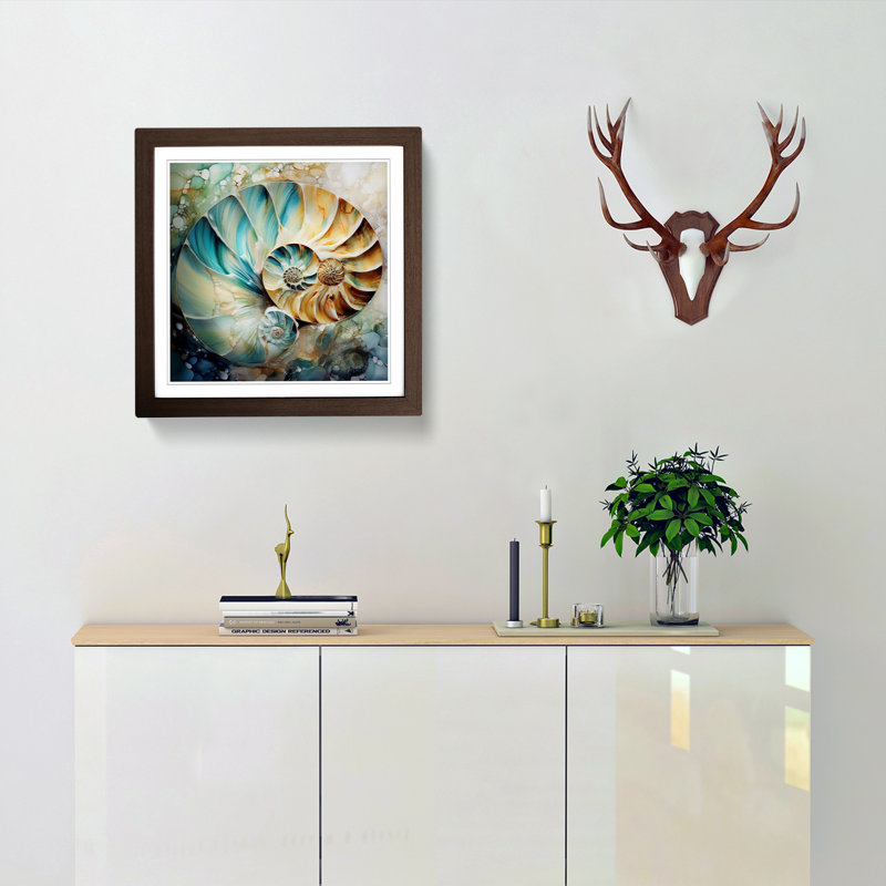 Seashell Abstract Art - Framed Print, Walnut