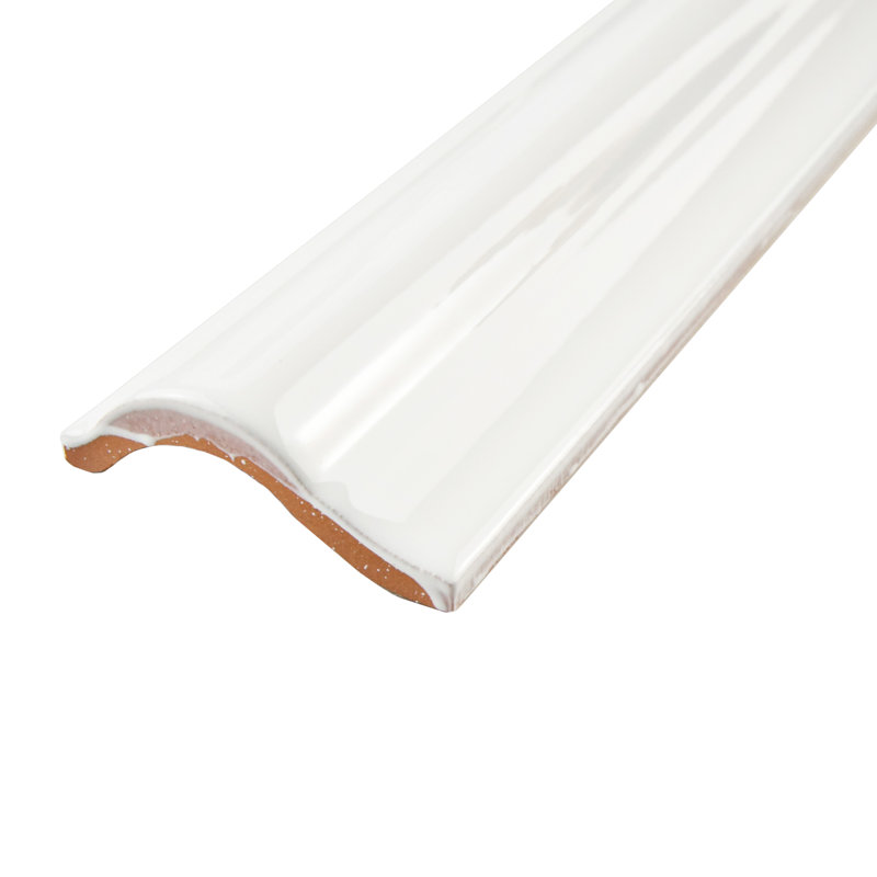 Antiqua 2"x8" Glossy Ceramic Quarter Round Wall Tile Trim in White