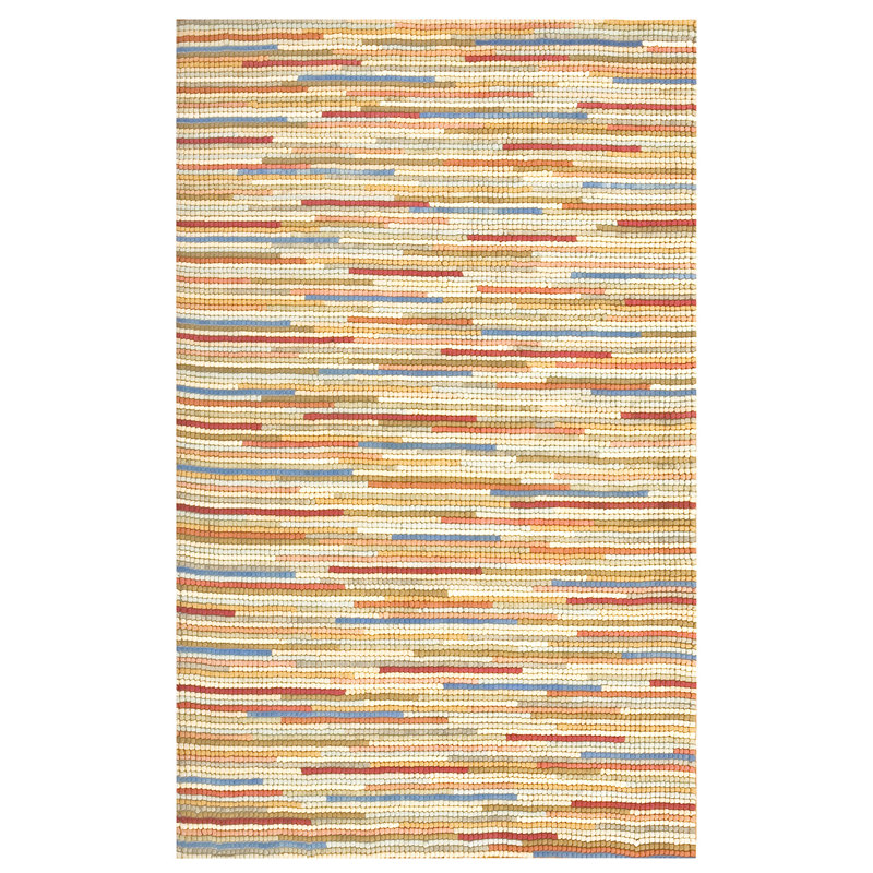 Tapis orange / jaune / bleu en laine noué à la main de conception unique 6 pi x 9 pi