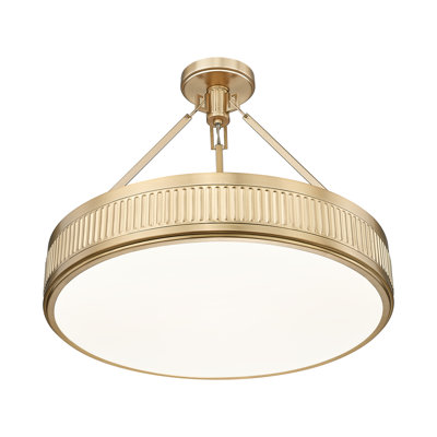 Plafonnier semi-encastré or moderne 3 lumières 22 pouces Quinn