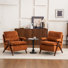 Mid Century Upholstered Arm Accent Chair with Solid Wood Legs