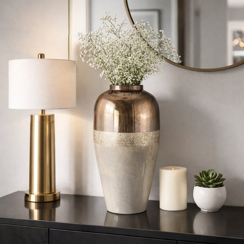 Vase de plancher ou de table Modern Glam, H 20 po x l 11 po x P 11 po