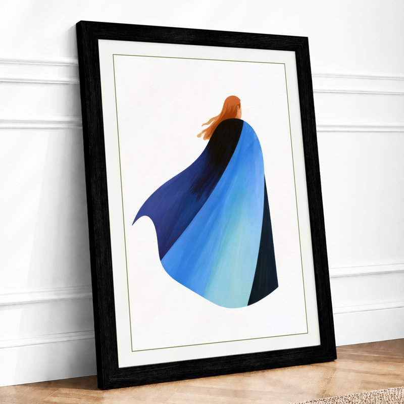 Figure In Blue Minimalist - Print, Black, A3 - 42.0 x 29.7 cm