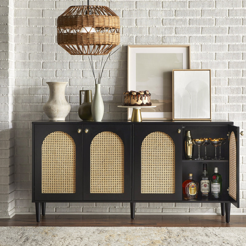 Montello Cane Door Sideboard, Black