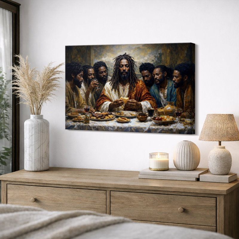 Œuvre de rassemblement spirituel moderne, photos de salle à manger, toile de fond encadrée, H 32 po x l 48 po x P 1,5 po