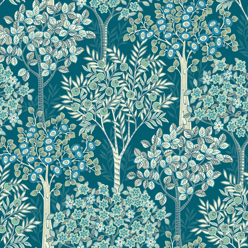 Caue 8.23m x 68.58cm Matte Wallpaper Roll, Teal
