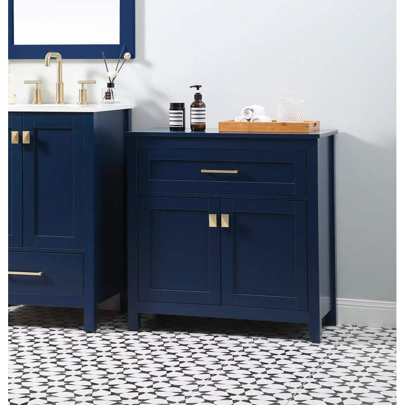 Rangement pour salle de bain Destinyann, Bleu / doré