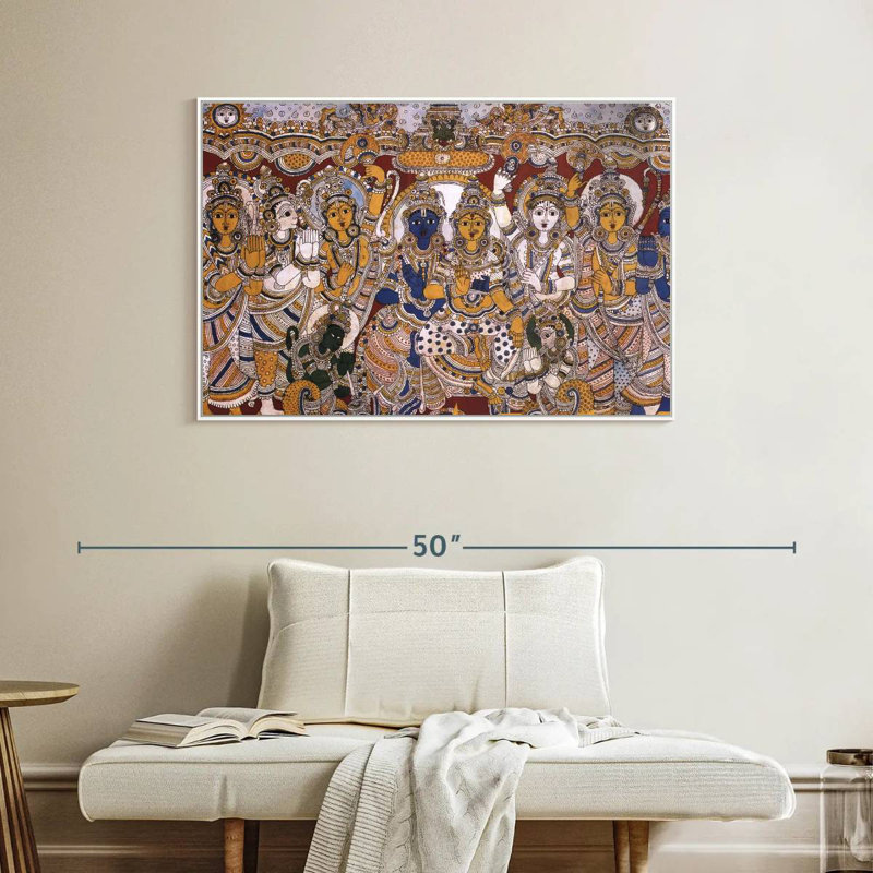 Mythes indiens Rama et Sita, 40 po x 27 po, Cadre flottant blanc