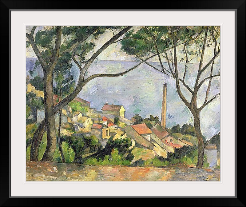 La mer à l'Estaque, 1878 par Paul Cezanne - reproduction imprimée, H 24 po x l 28 po x P 1 po, Cadre noir