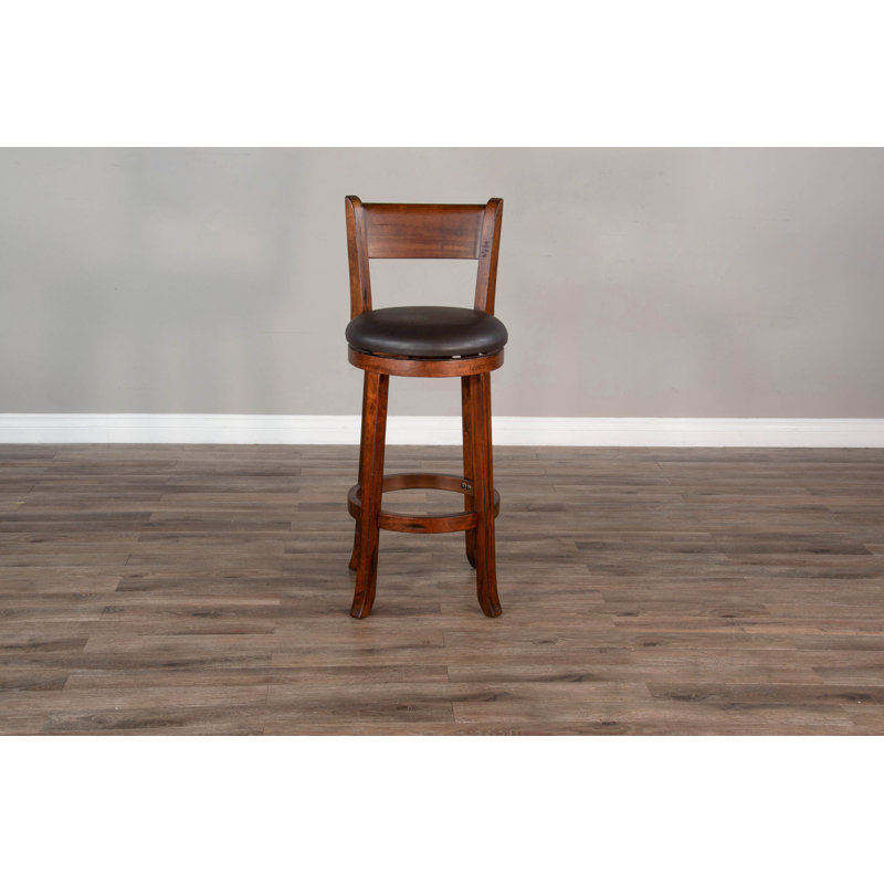 Spitler Swivel Upholstered Counter Stool with Solid Wood Frame, Bar Stool (30" Seat Height), Tobacco Leaf