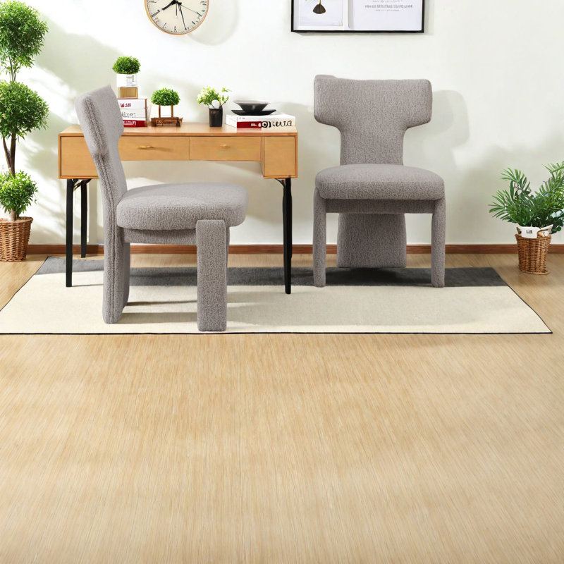 Chaises de salle à manger rembourrées Modern Chenille, pieds en bois d'hévéa, beige