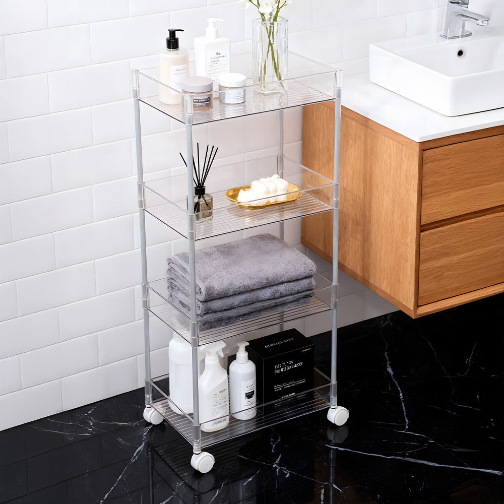 4-Tier Transparent Rolling Storage Cart
