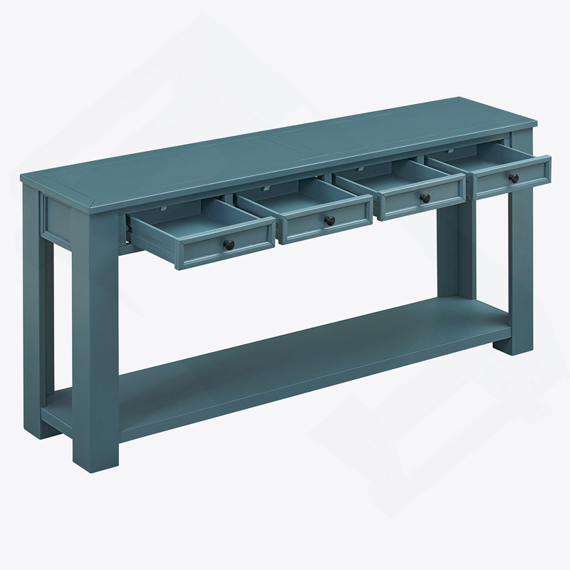 Console / canapé avec tiroirs de rangement et tablette inférieure pour le vestibule (bleu foncé), Bleu très foncé