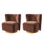 Fauteuil demi-tonneau pivotant à oreilles et rembourré moderne Socorro-359289437