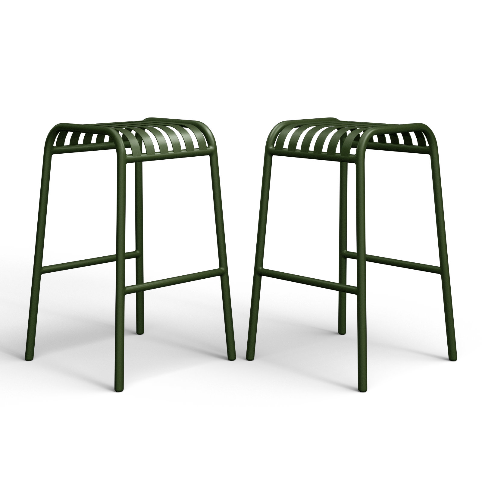 Abra 29.7'' Backless Outdoor Bar Stool, Dark Green